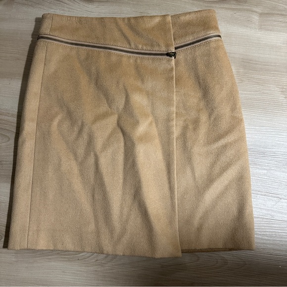 Tory Burch Tan Camel Wool Zip Up Mini Skirt Size 2 - Picture 3 of 12
